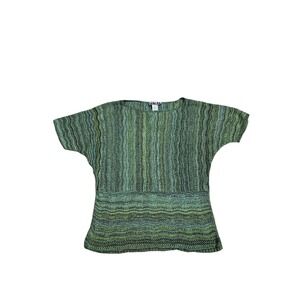 Vintage Y2K Two One Two New York Knit Top-Green Multicolor-Size Large